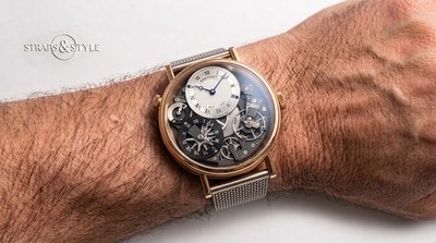 Breguet Tradition rose-gold openworked watch on a Straps&Style mesh bracelet