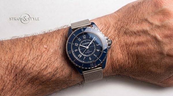 Chanel J12 Marine blue-dial automatic on a Straps&Style mesh bracelet