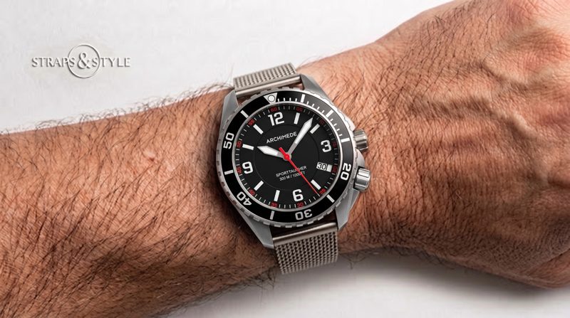 Archimede watch on a Straps&Style mesh bracelet, view 3