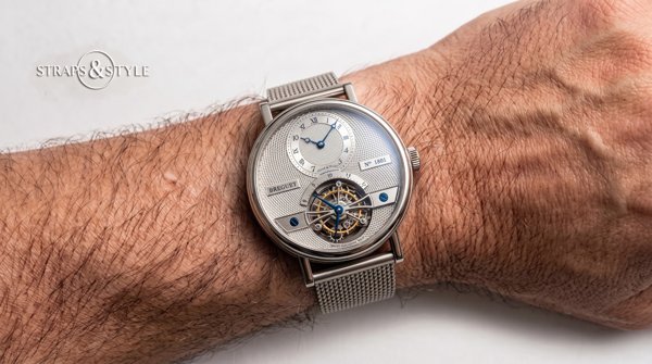 Breguet silver-dial tourbillon on a Straps&Style mesh bracelet