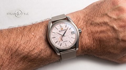 Grand Seiko watch on a Straps&Style mesh bracelet, third view