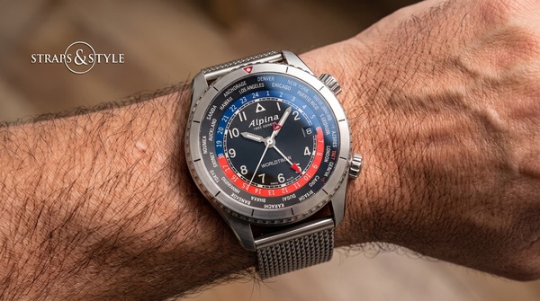 Alpina Worldtimer on a mesh bracelet