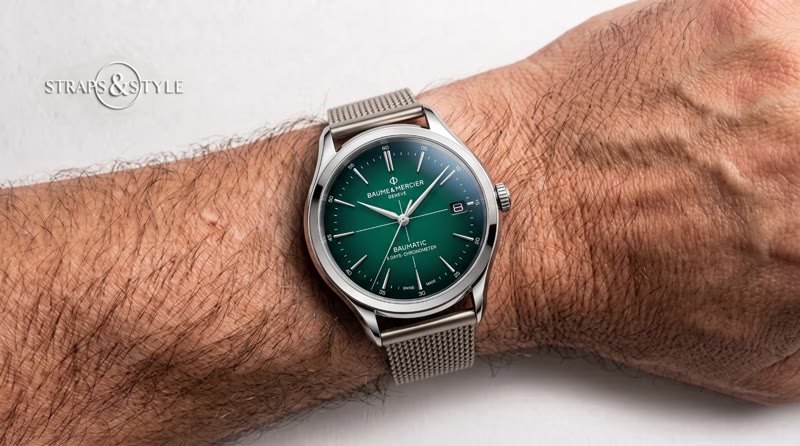 Baume & Mercier watch on a Straps&Style mesh bracelet, view 2