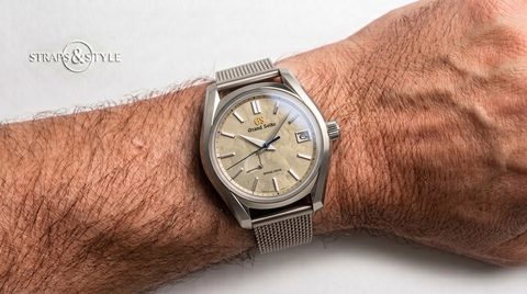 Grand Seiko watch on a Straps&Style mesh bracelet, second view