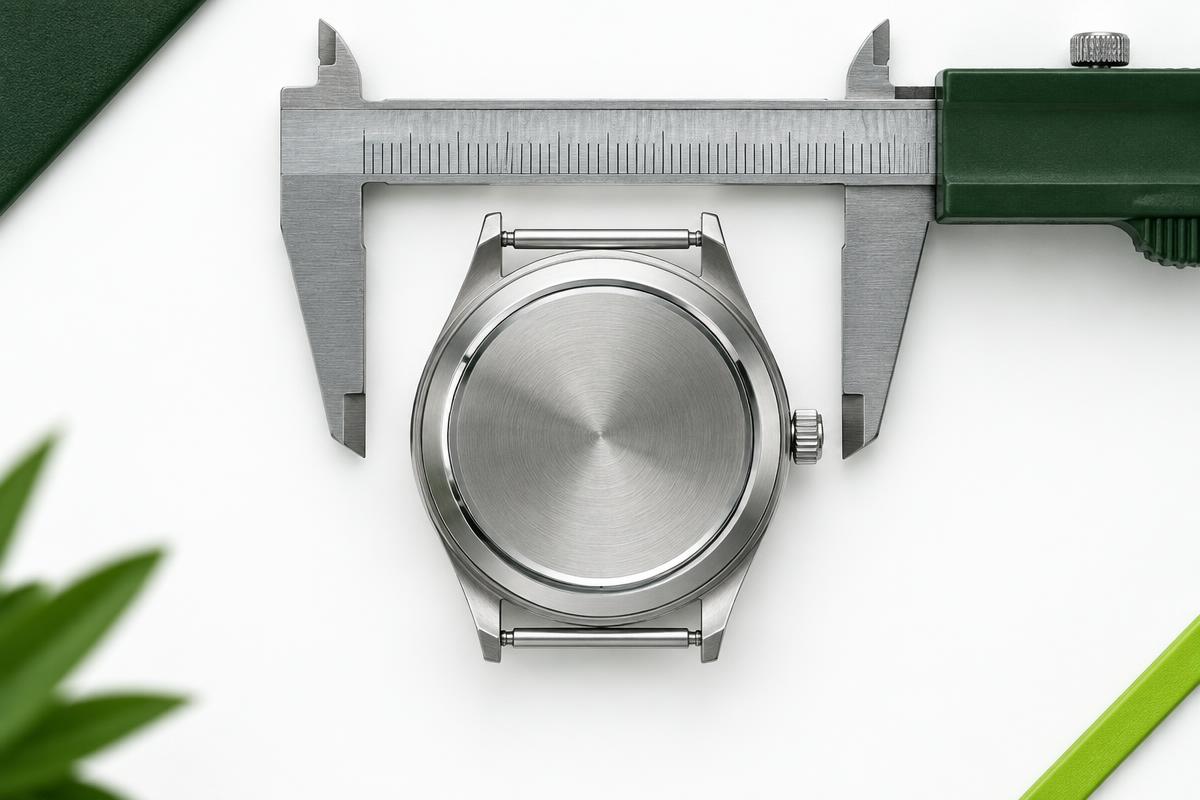Watch case being measured from one spring bar position to the other