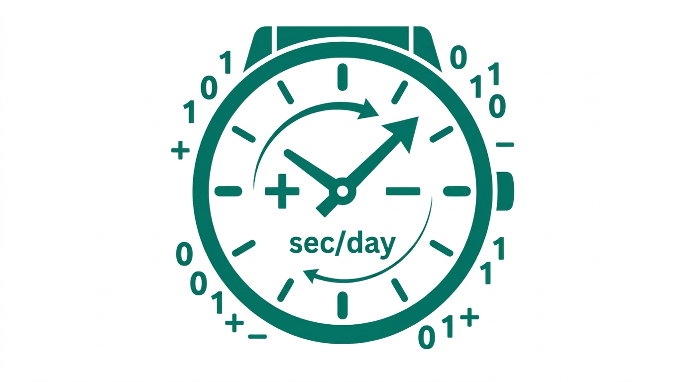 Watch accuracy illustration showing seconds gained or lost per day